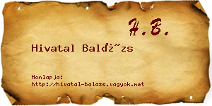 Hivatal Balázs névjegykártya